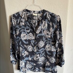 Spartina 449 Navy and White Paisley Blouse